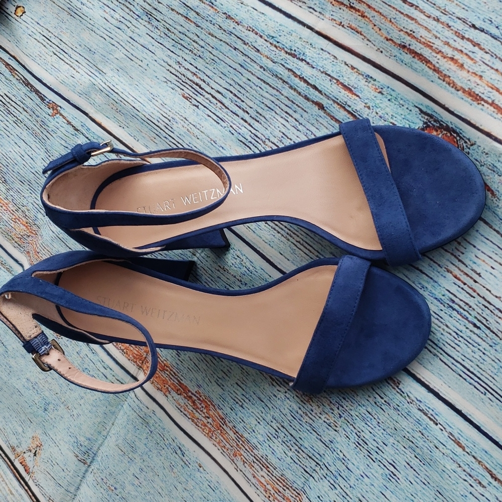 Stuart Weitzman Nearlynude Block-Heel Suede Sanda… - image 7